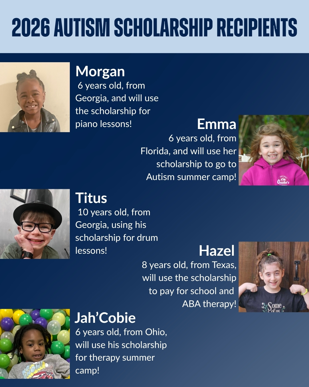 2 10 | Varghese Summersett 2026 Autism Scholarship Recipients