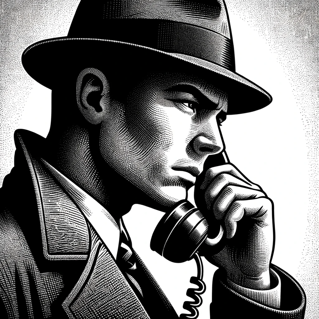 Detective haciendo una llamada telefónica
