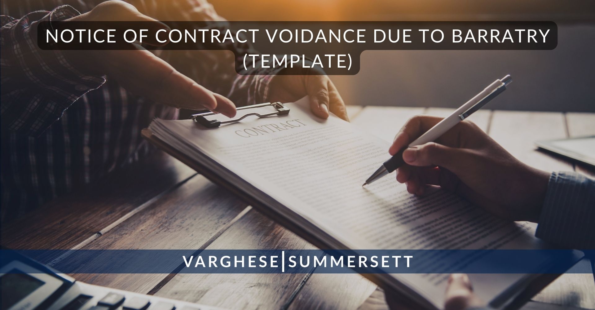 Notice of Contract Voidance Due to Barratry (Template)
