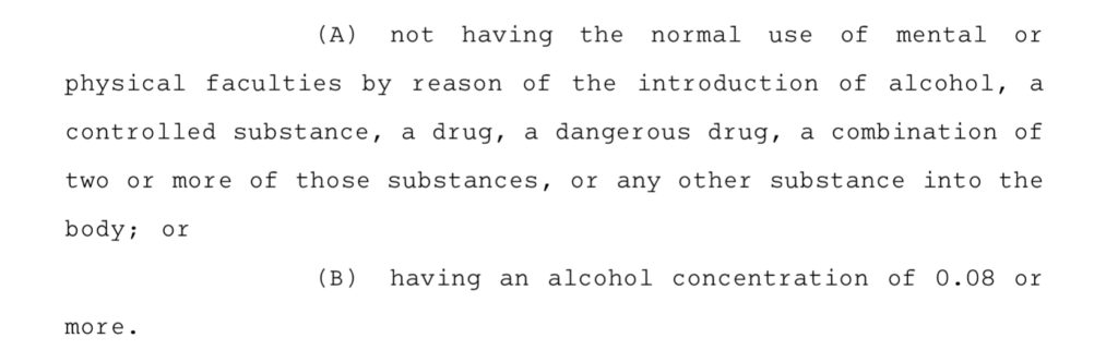 Intoxication Defined for DWIs in Texas