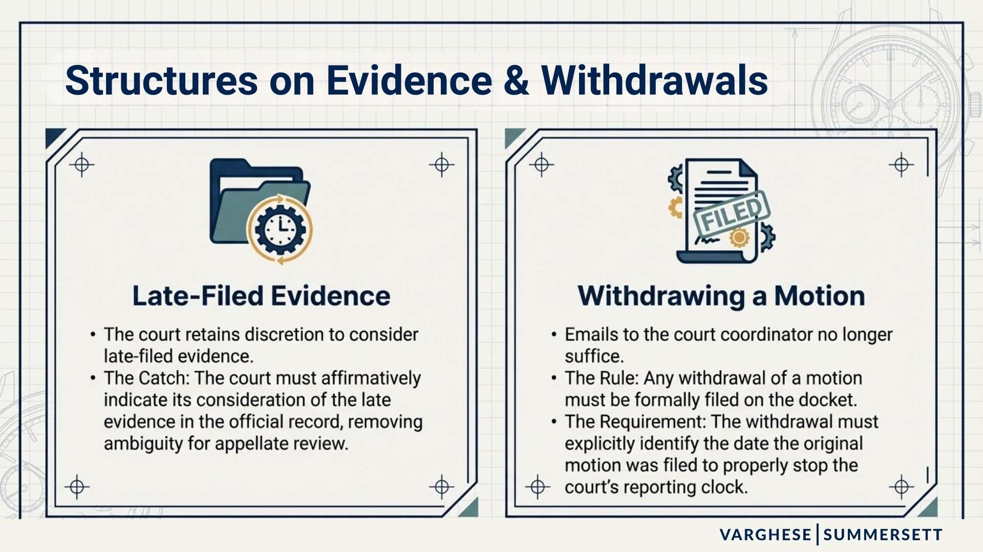 Structures on Evidence & Withdrawals