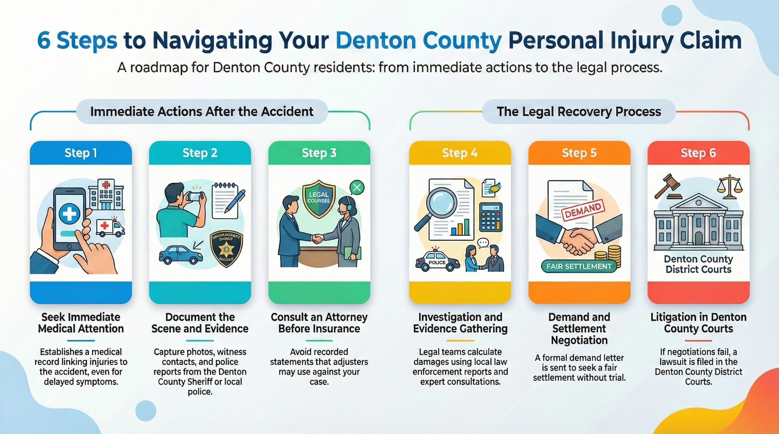 Pasos en un caso de lesiones personales en el condado de Denton